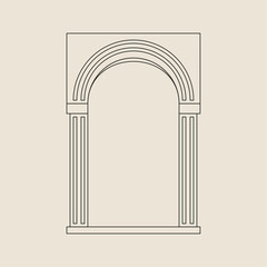 Boho frame arch vector illustration modern minimalistic retro aesthetic linear arc portal logo bohemian design element mystical geometric abstract border
