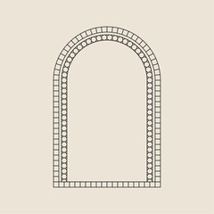 Boho frame arch vector illustration modern minimalistic retro aesthetic linear arc portal logo bohemian design element mystical geometric abstract border
