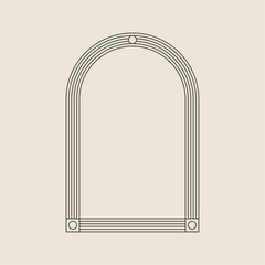 Boho frame arch vector illustration modern minimalistic retro aesthetic linear arc portal logo bohemian design element mystical geometric abstract border
