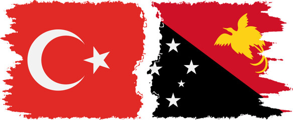 Papua New Guinea and Turkey grunge flags connection vector