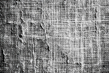 Black and white Fabric texture. Distressed texture of weaving fabric. Grunge background.