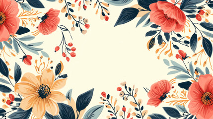 A floral background with the words bon appetit - obrazy, fototapety, plakaty