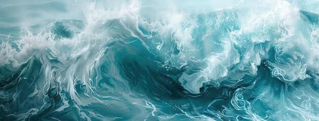 Abstract Ocean Wave Artistic Painting - obrazy, fototapety, plakaty