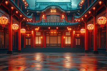 Japanese theater stage, 2d style , lightbox