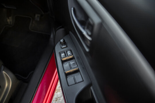 Car interior on the doors inside car door handle with power window control unit
