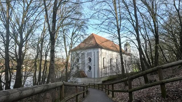 Pilgrimage church on the Naab river in Bavaria near Regensburg