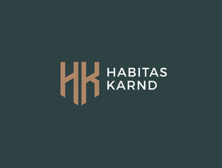 HK. Monogram of Two letters H and K. Luxury, simple, minimal and elegant HK logo design. Vector illustration template.
