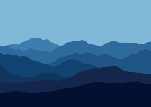 Panorama landscape mountains. Vector illustration in flat style.