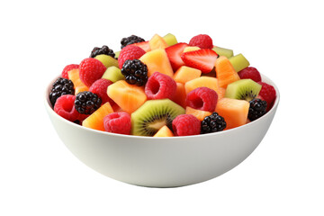 Abundance of Fresh Fruit in a White Bowl. A white bowl is filled to the brim with a variety of colorful and succulent fruits, creating a vibrant and healthy display.