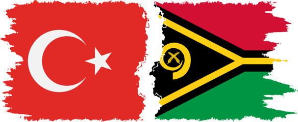 Vanuatu and Turkey grunge flags connection vector