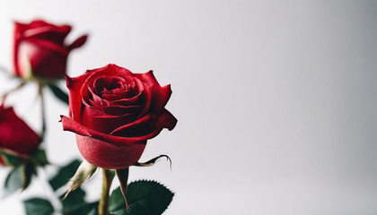 red rose, isolated white background, copy space for text

