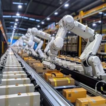 A busy warehouse managed entirely by robots