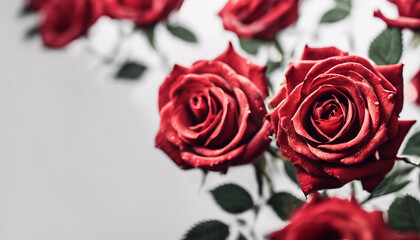 Fototapeta premium red rose, isolated white background, copy space for text