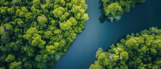Serene River Winding Through Vibrant Green Forest