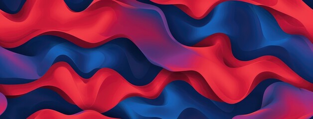 Vibrant Red and Blue Waves Abstract Art