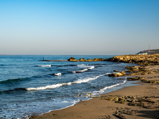 rocky coast of the sea, israel