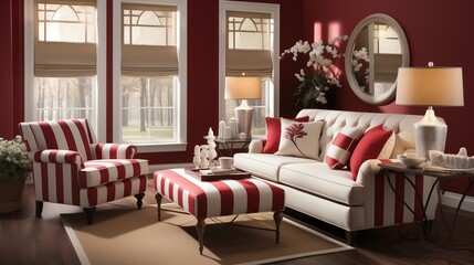 Red and Cream Window Blinds