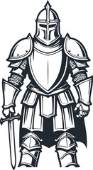 Knight in armor, vector illustration - 738066817