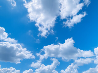 Naklejka na ściany i meble Blue sky background with tiny clouds. Abstract background. Nature background. landscape with blue sky and white clouds in the spring, nature series.