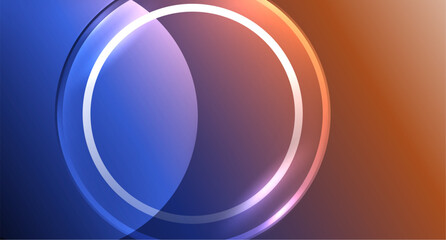 Neon glass circle copyspace for your text or product presentation geometric background. Vector illustration For Wallpaper, Banner, Background, Card, Book Illustration, landing page