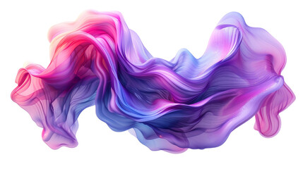Vibrant Neon 3D Fluid Shape Isolated on Transparent or White Background, PNG