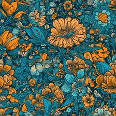 Badezimmer Foto Rückwand Floral seamless pattern, flower pattern, background. © eartist85