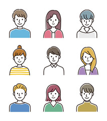 男女の上半身ベクターイラストセット