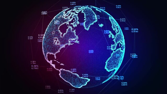 Digital data globe. Abstract of a scientific technology data network planet earth. Digital World Networks