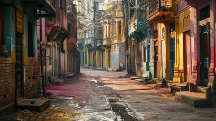 The empty streets were bathed in the soft morning light, their surfaces adorned with the bright...