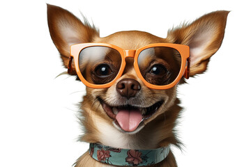 Small Dog Wearing Glasses and Collar, Looking Adorable and Fashionable. A small dog wears glasses and a collar, exuding an adorable and fashionable demeanor.