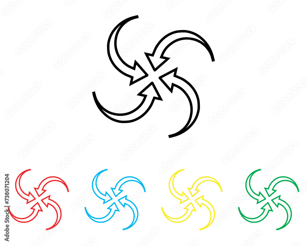 Poster inward arrow icon vector. four arrows icon sign symbol in trendy flat style. set elements in colored