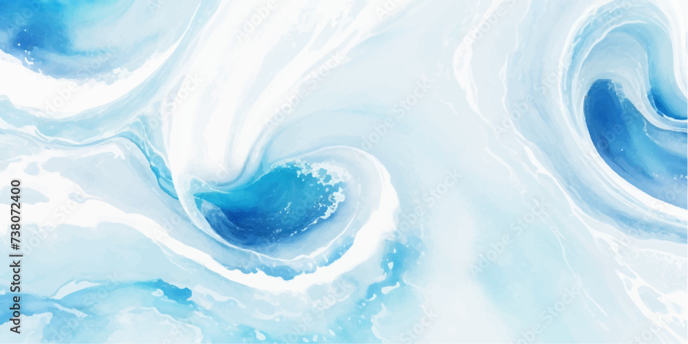 Wall mural abstract soft blue and white abstract water color ocean wave texture background. banner graphic reso