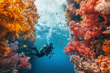 Exploring the Mesmerizing Underwater World: Stunning Images of Divers Among Colorful Coral Reefs, Exotic Sea Animals, and Breathtaking Marine Landscapes