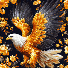 eagle as wallpaper pattern seamlessly mergeable, tile, ai generated