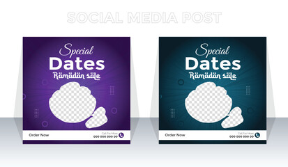 Ramadan special food sale & dates social media post design template