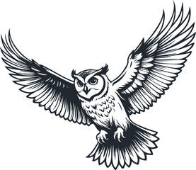 Flying owl, vector illustration