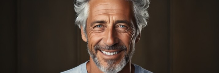 Smiling Man With Grey Hair Generative AI