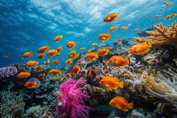 Fototapeta na wymiar Journey into the Enchanting Realm Beneath the Waves: Encounter Captivating Sea Inhabitants and Create Unforgettable Moments in Stunning Underwater Scenery
