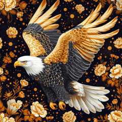 eagle as wallpaper pattern seamlessly mergeable, tile, ai generated