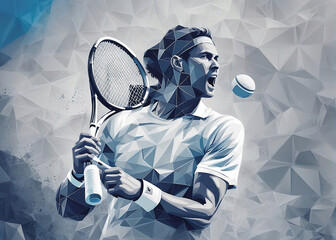 Abstract illustration showcasing a tennis player in action.