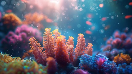 Close Up Colorful Coral Reef, beautiful sea coral, - obrazy, fototapety, plakaty