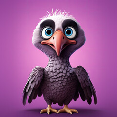 Cute Cartoon Vulture Character with Big Eyes