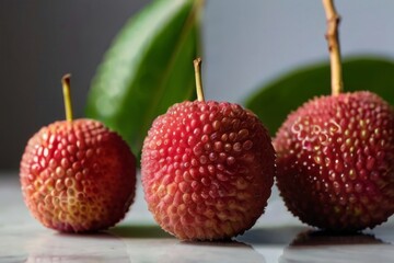 The smooth skin of a whole lychee, with its translucent flesh and sweet taste