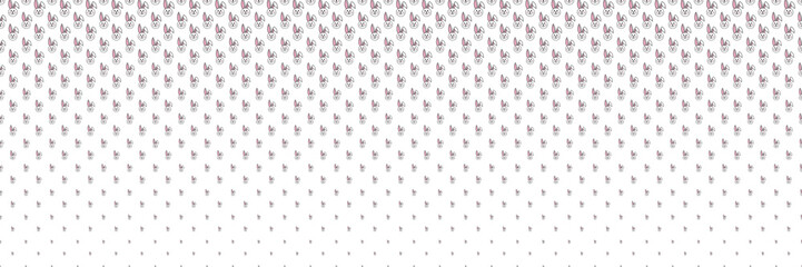 Blended  doodle black rabbit line on white for pattern and background, halftone effect, Easter's day concept.