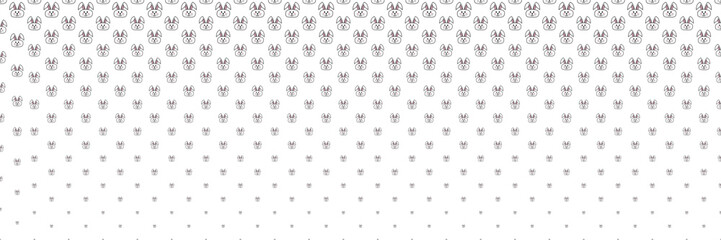 Blended  doodle black rabbit line on white for pattern and background, halftone effect, Easter's day concept.