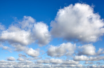 Abstract image of blurred sky. Blue sky background with cumulus clouds