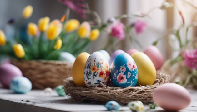 eggs in a basket, the idea of how to paint Easter eggs, be an expert in decoration...