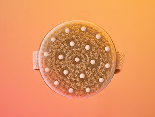Round eco friendly massage brush. Plastic free concept.