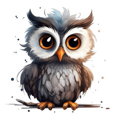 A very cute owl with big eyes png / transparent