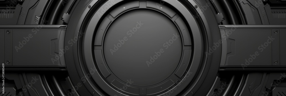 Poster futuristic 3d paper circle with circuit board on technology background, digital connection concept